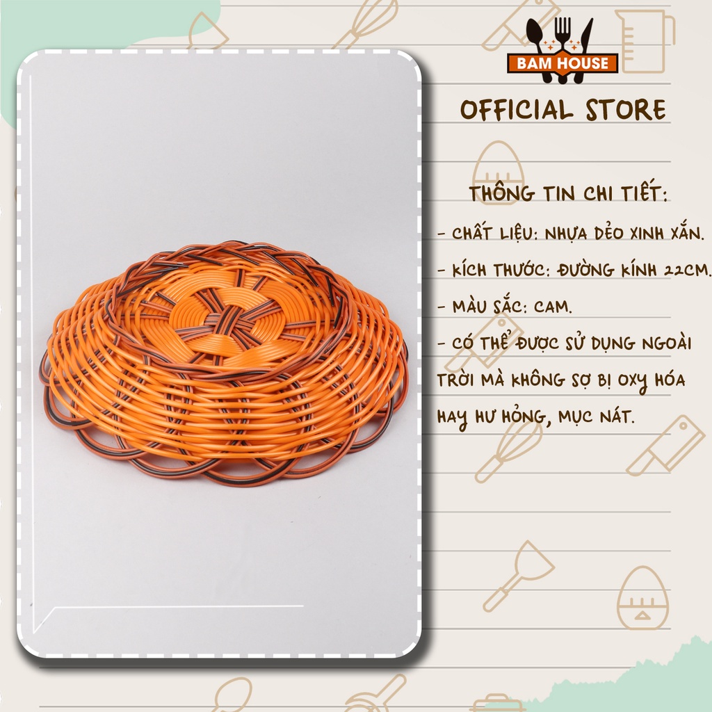 Rổ nhựa mây đựng rau củ quả và trái cây Bam House dạng tròn kích thước lớn cao cấp RM01 – Gia dụng bếp