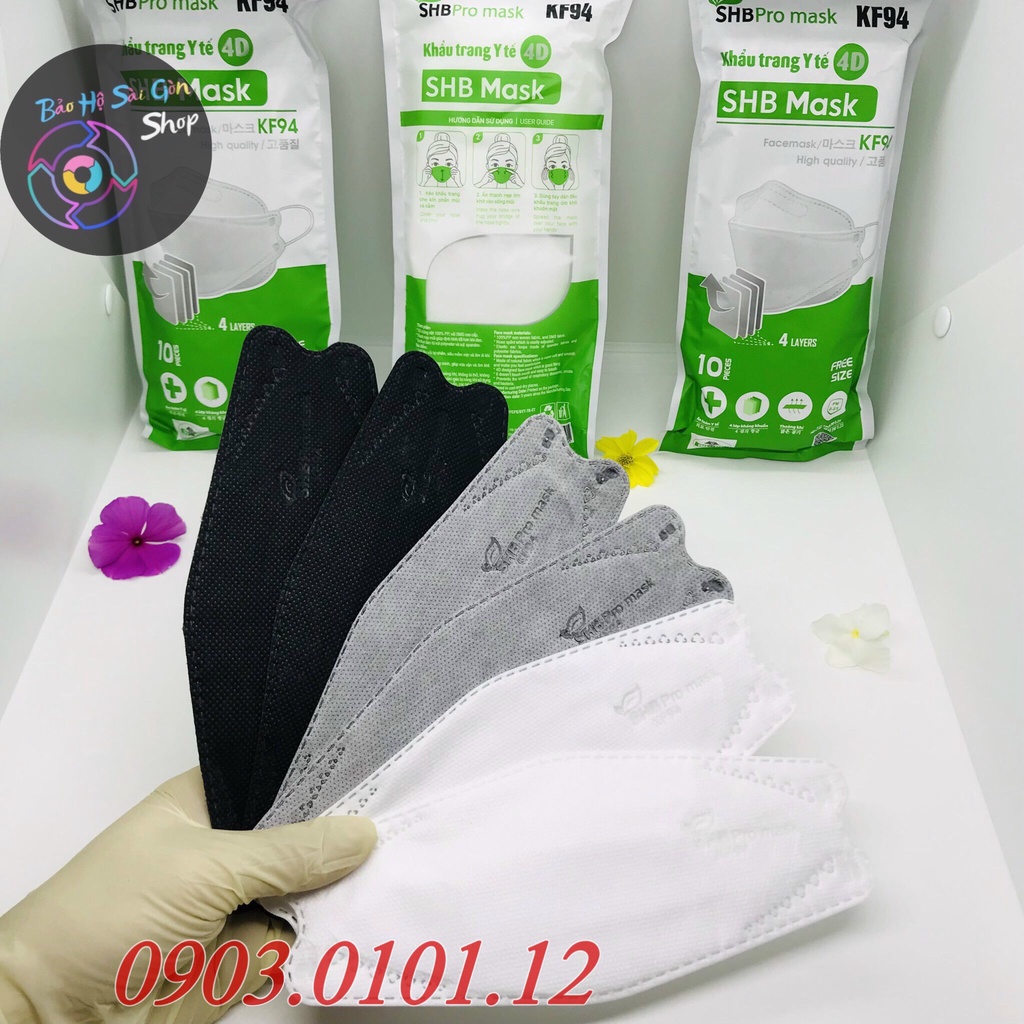 Khẩu trang kf94 SHB pro mask chính hãng, Khẩu trang 4d mask người lớn 4 lớp kháng khuẩn