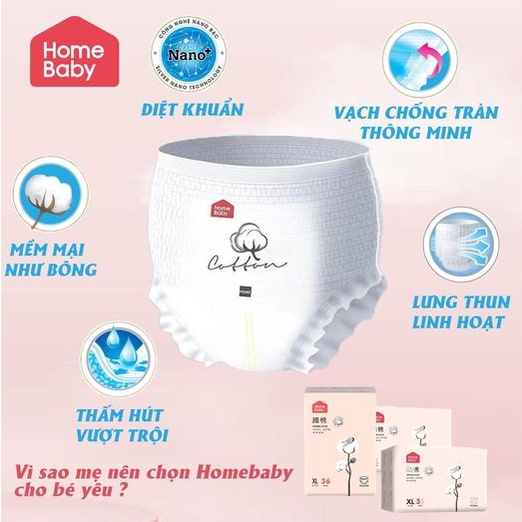 Bỉm Homebaby Nội Địa Trung cotton tự nhiên Size L39