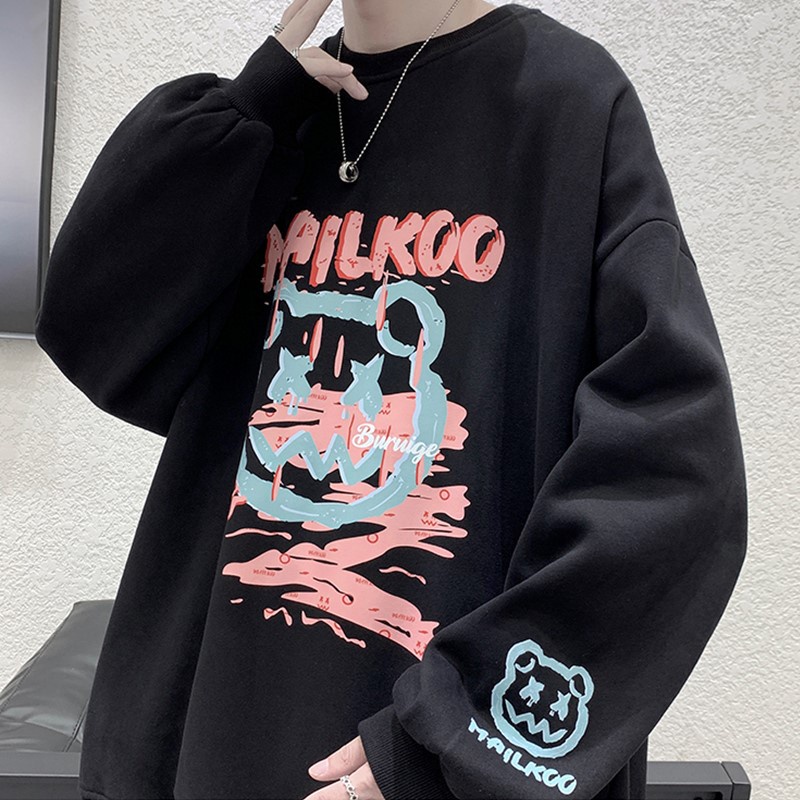 Áo sweater nam nữ in hình mặt gấu siêu chất. áo sweater form rộng