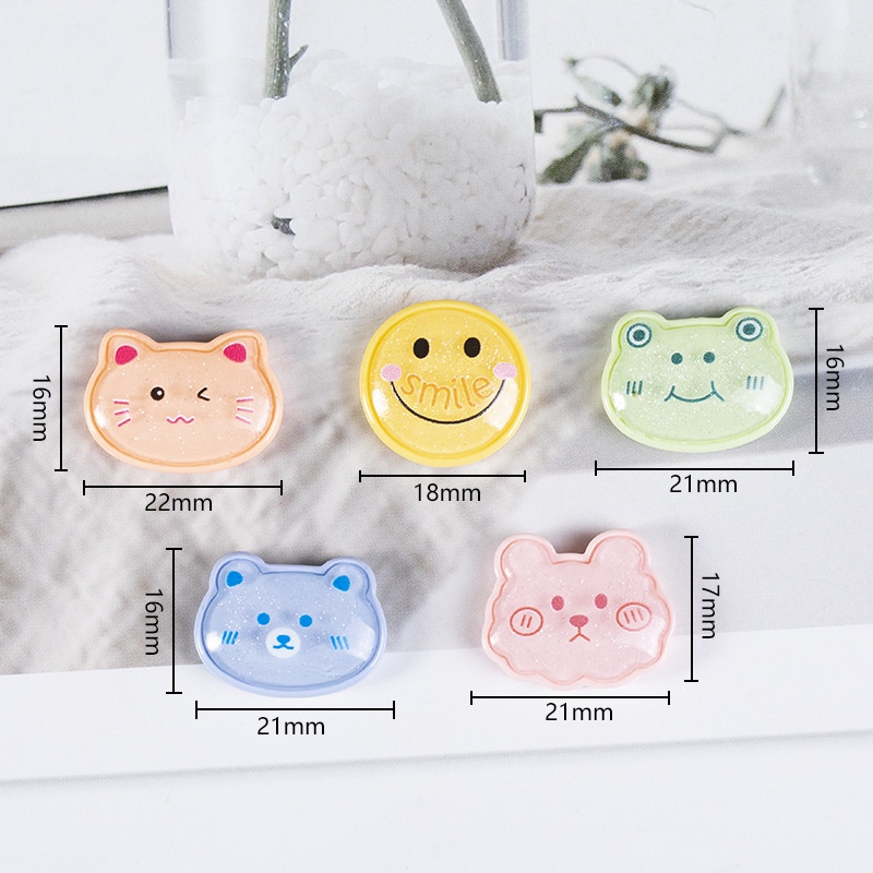 Hoạt Hình Phụ Kiện Trang Trí Ốp Điện Thoại Trong Suốt Hình Thỏ / Ếch / Mặt Cười Lấp Lánh Diy