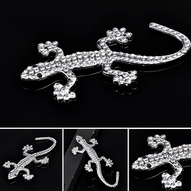 Sticker Dán Xe Hơi Hình Tắc Kè 3d Bằng Hợp Kim Bạc W6n2