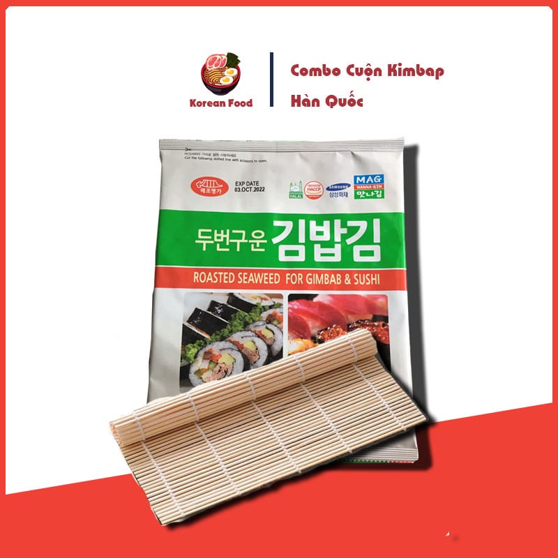 Combo Mành tre + Rong Cuộn Cơm Hàn Quốc Loại 1 ( Làm Kimbap siêu siêu ngon )