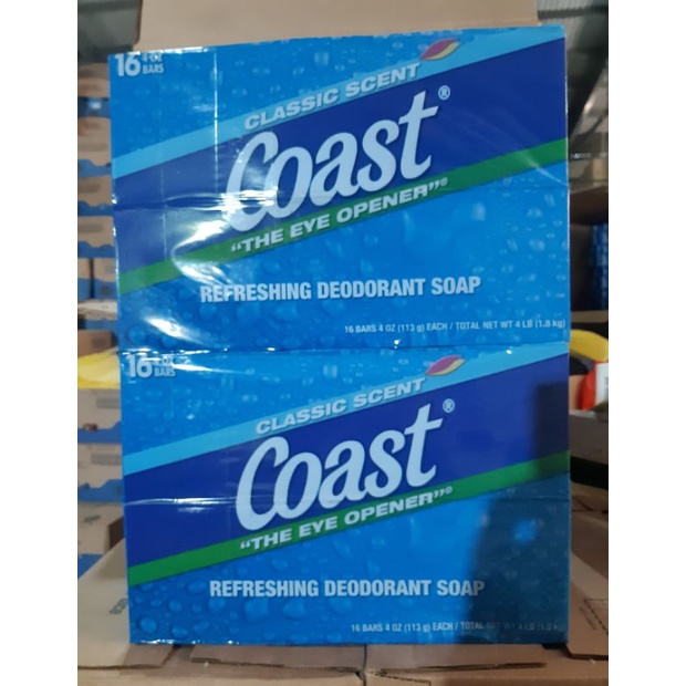 Xà bông cục Coast vỏ xanh 1 lốc 16 cục