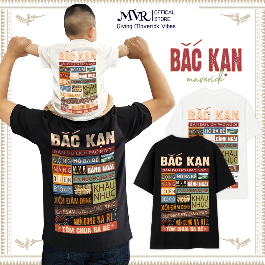 Áo thun in 2 mặt Unisex phông rộng 2 mặt cotton Bắc Kạn ao cặp gia đình du lịch fact UNDER MVR BB4176
