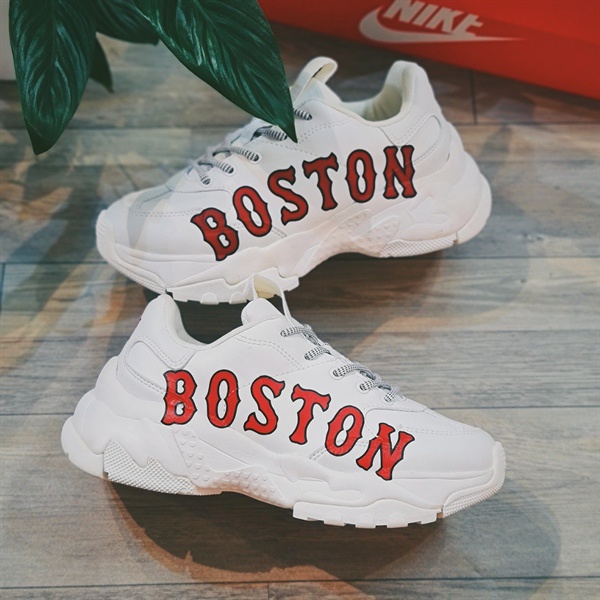 Giày MLB Boston Thể Thao Nam Nữ IN 3D Đế Độn 5CM bản đẹp 2022, Giày Thể Thao Màu Trắng