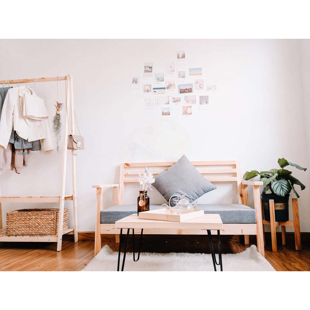 Bộ Bàn Sofa + Ghế Phòng Khách Gỗ Tự Nhiên Homefil / Combo Ghế Ngồi Sofa, Bàn Trà Phong Cách Rất Vintage