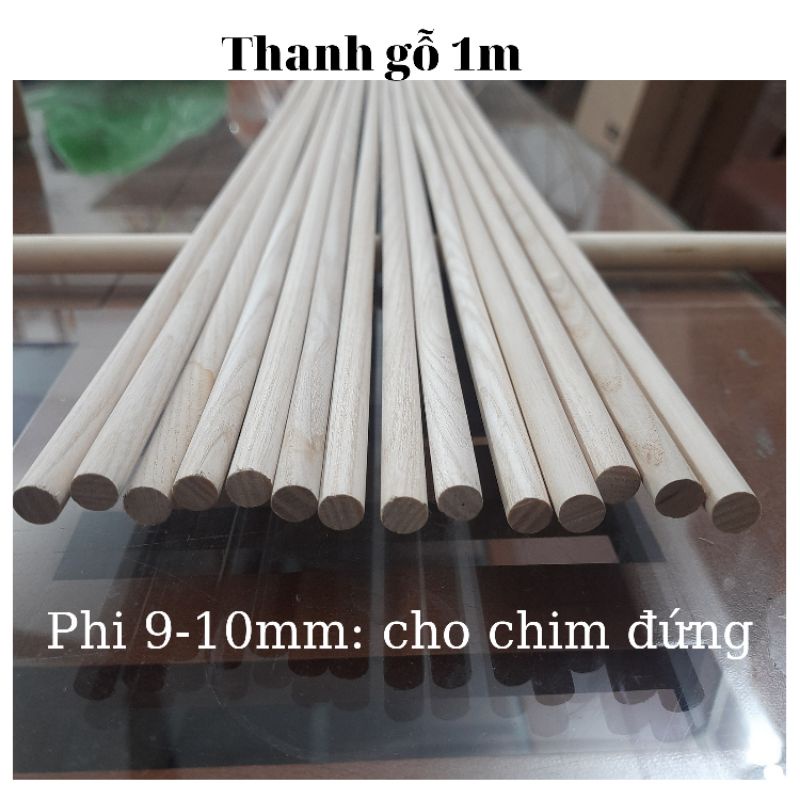 Thanh gỗ Tròn Dài 1m phi 9-10mm Cho Chim Đứng