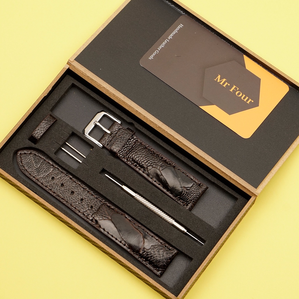 Dây Đồng Hồ Da Đà Điểu Màu Nâu Đất MrFour | Ostrich Leather Watch Bands