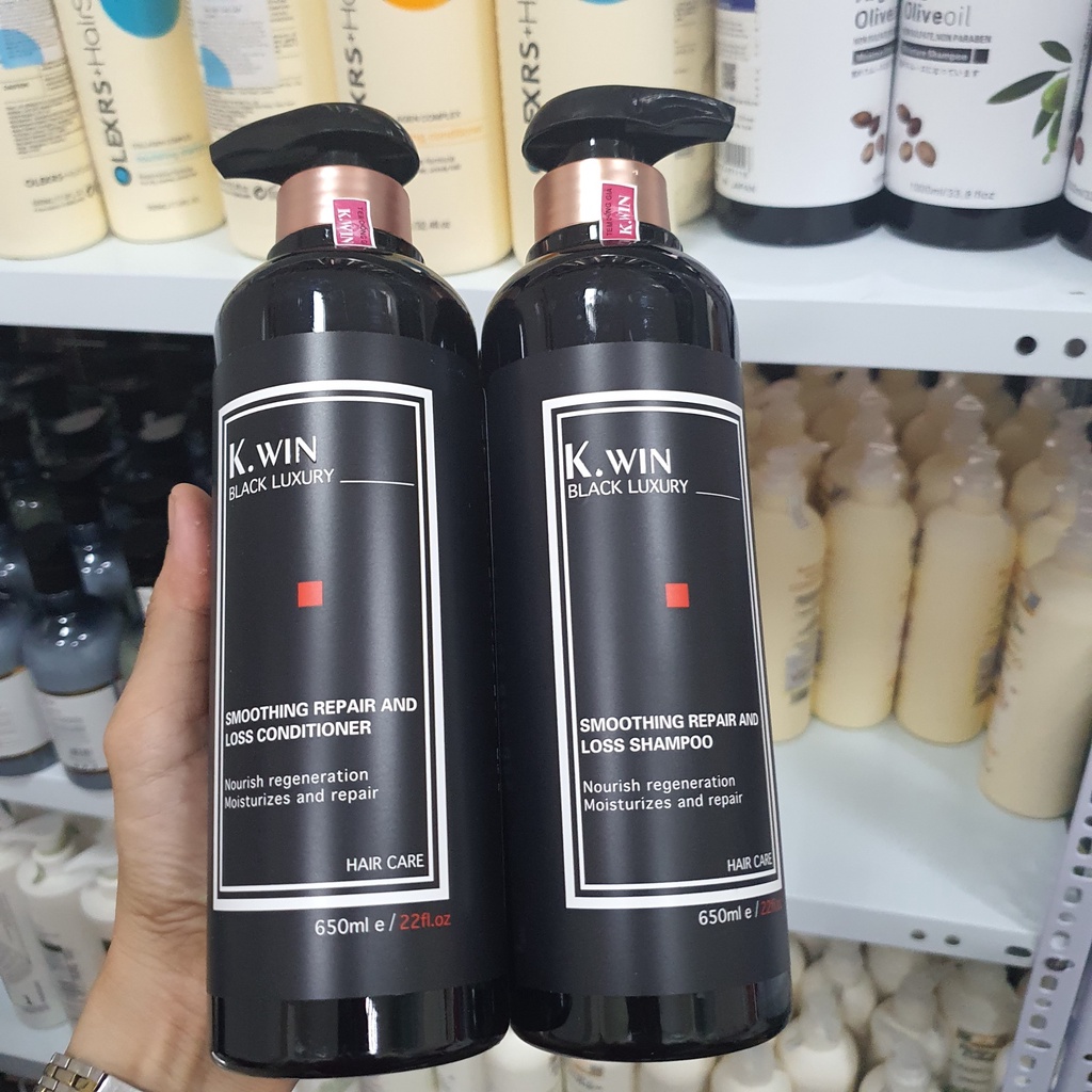 Dầu Gội Xả K.win Black Luxury Hương Nước Hoa phục hồi ngăn gàu, ngăn dầu, chống rụng cặp 650ml - 1000ml hàng hiệu chính