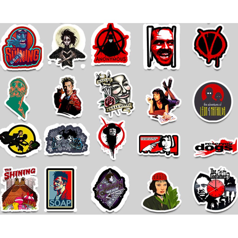 Set 50c stickers NHÂN VẬT ĐIỆN ẢNH BỐ GIÀ, Back to the future, V dán máy tính laptop, vali, xe máy, mũ bảo hiểm