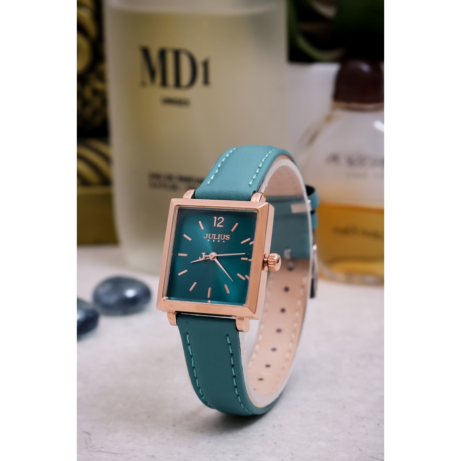 Julius Mall - Đồng Hồ Nữ mặt vuông Dây Da Julius JA-1322B Hàn Quốc