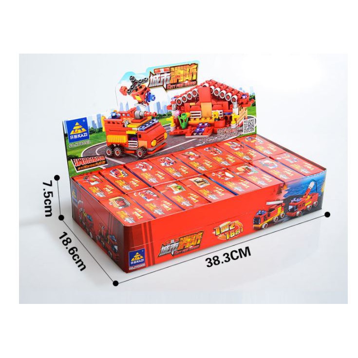 [544 CHI TIẾT] Bộ Đồ Chơi Lắp Ráp Xếp Hình Xe cứu hỏa, Xe chưa cháy, cảnh sát cứu hỏa 16 in 1