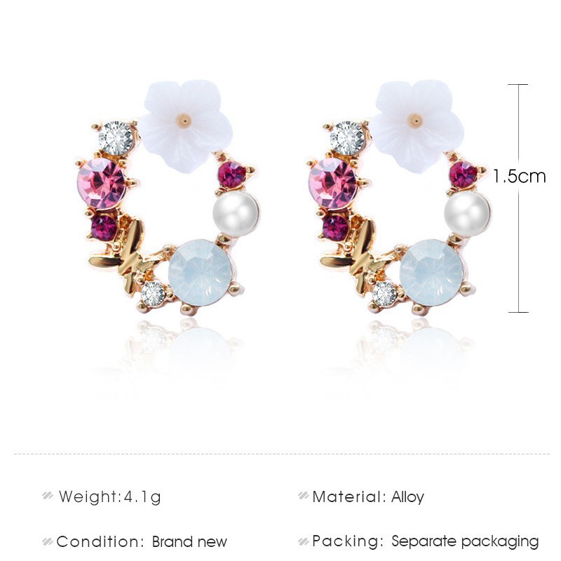 Khuyên Tai Hình Nơ Đính Ngọc Trai Xinh Xắn Phong Cách Hàn Quốc