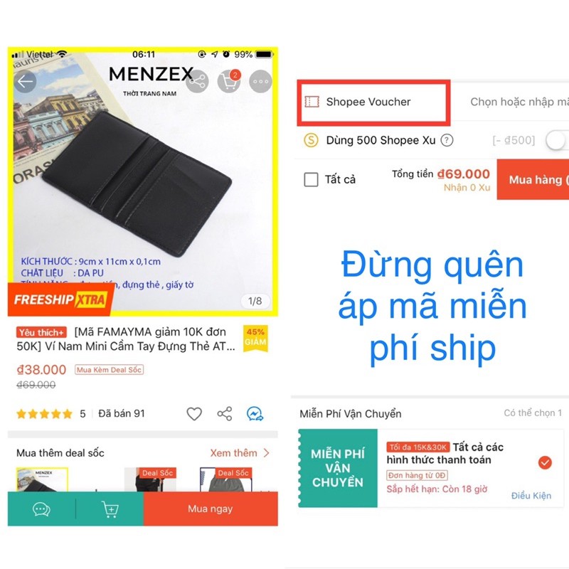 Ví Nam Mini Cầm Tay Đựng Thẻ ATM Đựng Tiền Thời Trang Cao Cấp Giá Rẻ Hà Nội VIM1