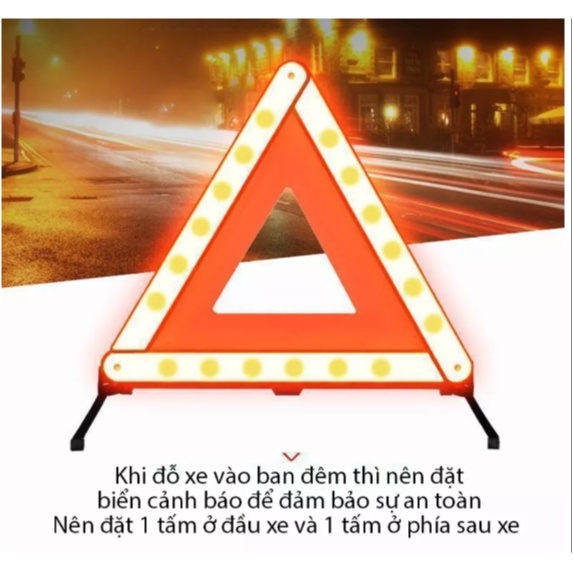Tam giác phản quang cảnh báo cảnh báo từ xa -Biển Cảnh Báo Nguy Hiểm khi xe gặp sự cố trên đường size lớn 43x43cm