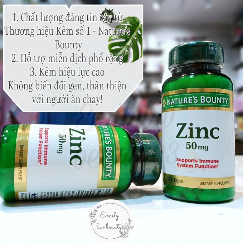 Bổ sung kẽm Nature’s Bounty ZinC 50mg 100 viên