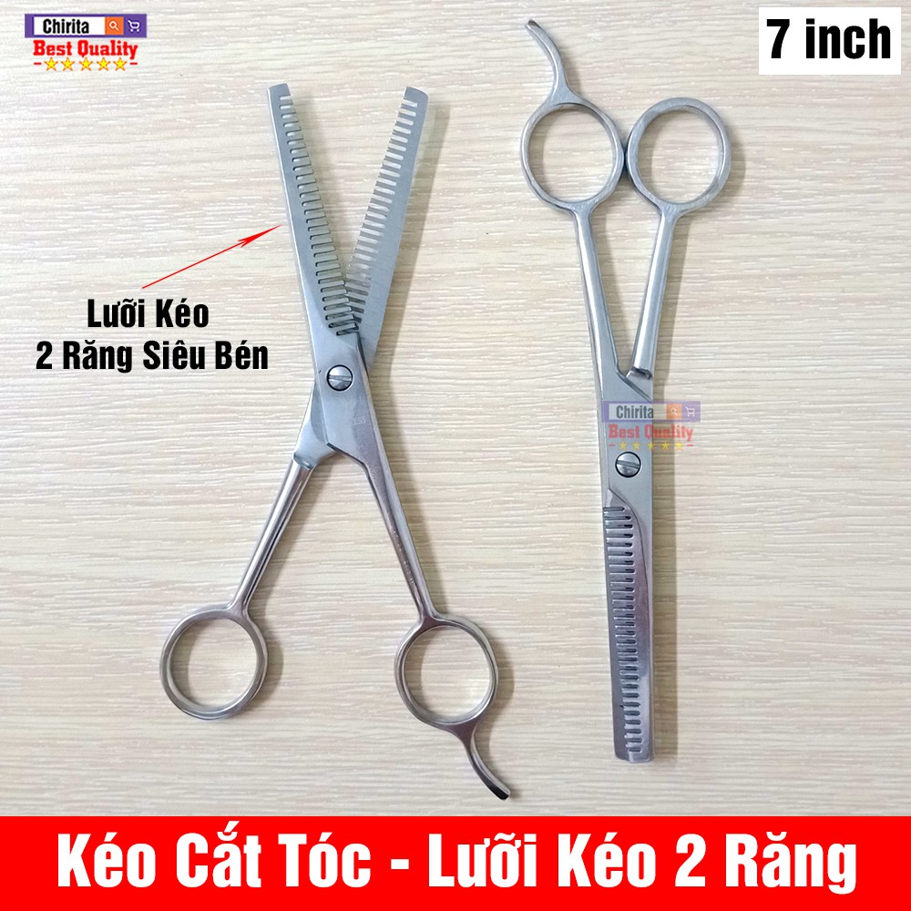 Kéo Tỉa Tóc Chuyên Nghiệp 2 Răng ( 7 Inch ) - Kéo Tỉa Tóc Siêu Bén INOX Bên Bỉ