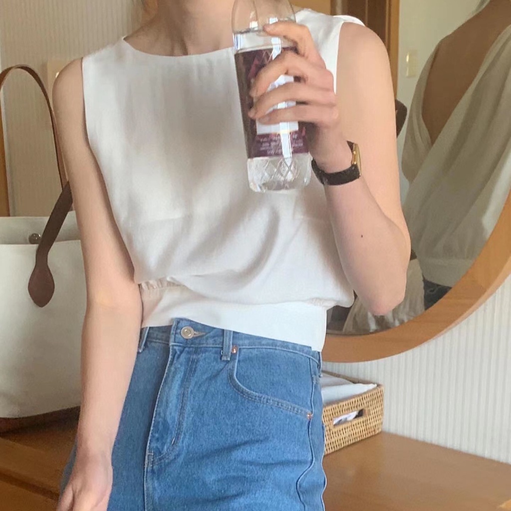 Bán Chạy!Áo Voan Không Tay Chiết Eo Thời Trang Mùa Hè Hàn Quốc 2022 Dành Cho Nữ