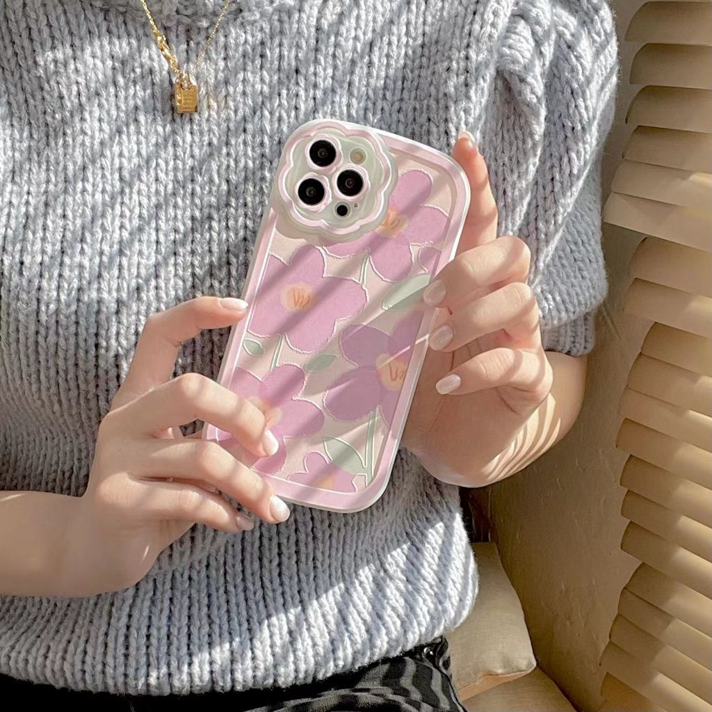 Ốp điện thoại tpu mềm chống sốc hình hoa màu tím thời trang dành cho iPhone 11 12 13 Pro max XS XR