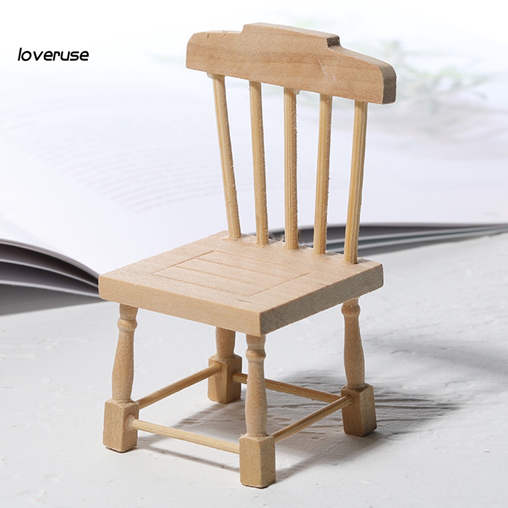 Mô hình ghế gỗ mini tỉ lệ 1/12 cho nhà búp bê