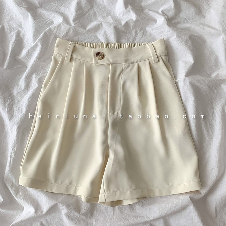 Quần short nữ Ống rộng Lưng cao Màu trơn Form rộng Ulzzang Hàn Quốc Quần sooc trơn Ống rộng Cạp cao Thời trang