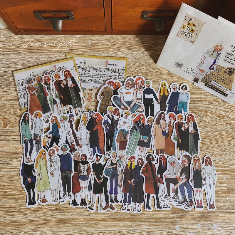 Sticker Trang Trí Cô Gái Cổ Điển Bullet Journal