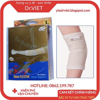 Đai hỗ trợ khuỷu tay nf-5580 chính hãng-chất liệu 5 trong 1 nano flextratm, giảm bị sưng, bầm do bong gân hoặc căng cơ