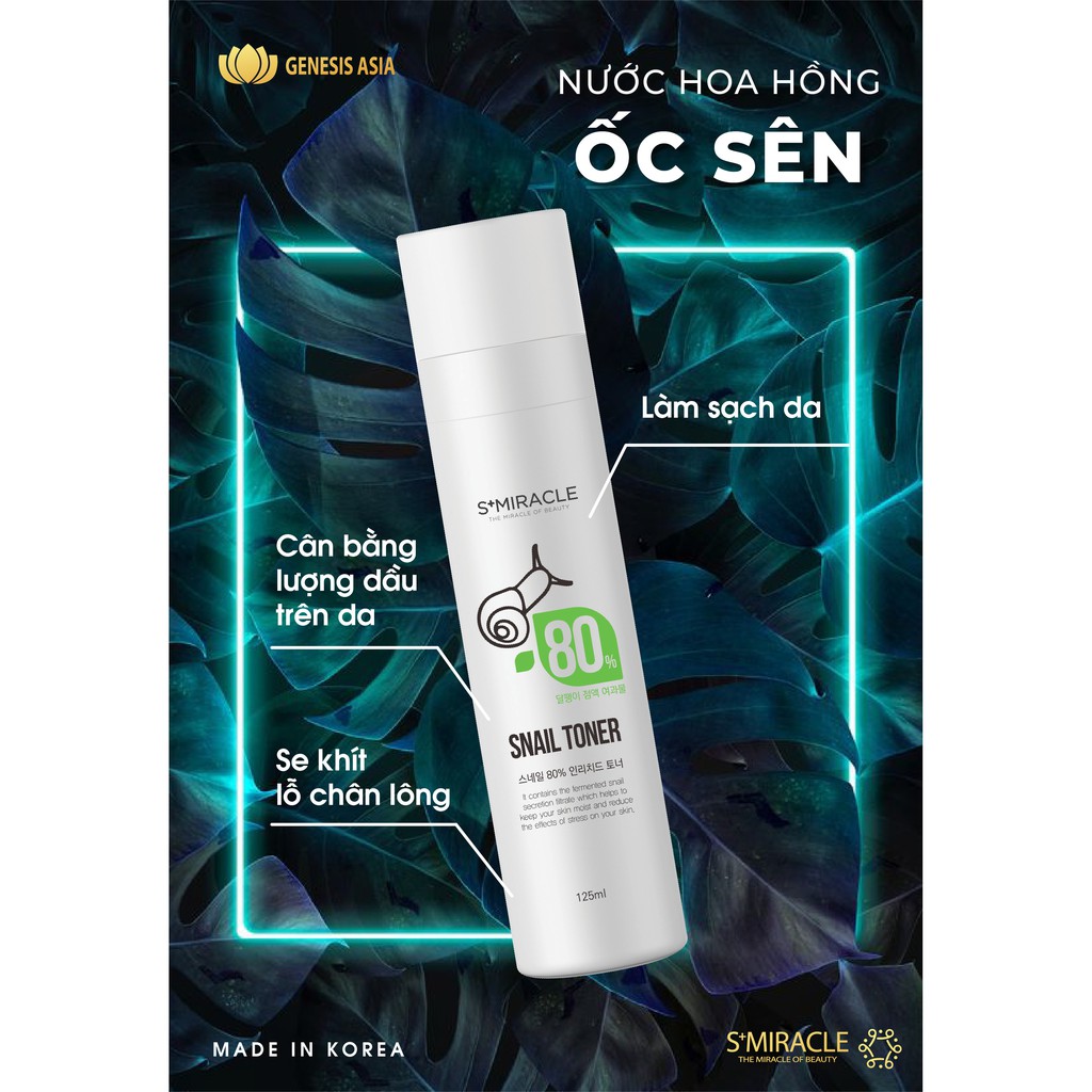 Nước hoa hồng có chứa 80% dịch lọc Ốc Sên S+ Miracle Snail Toner 125ml