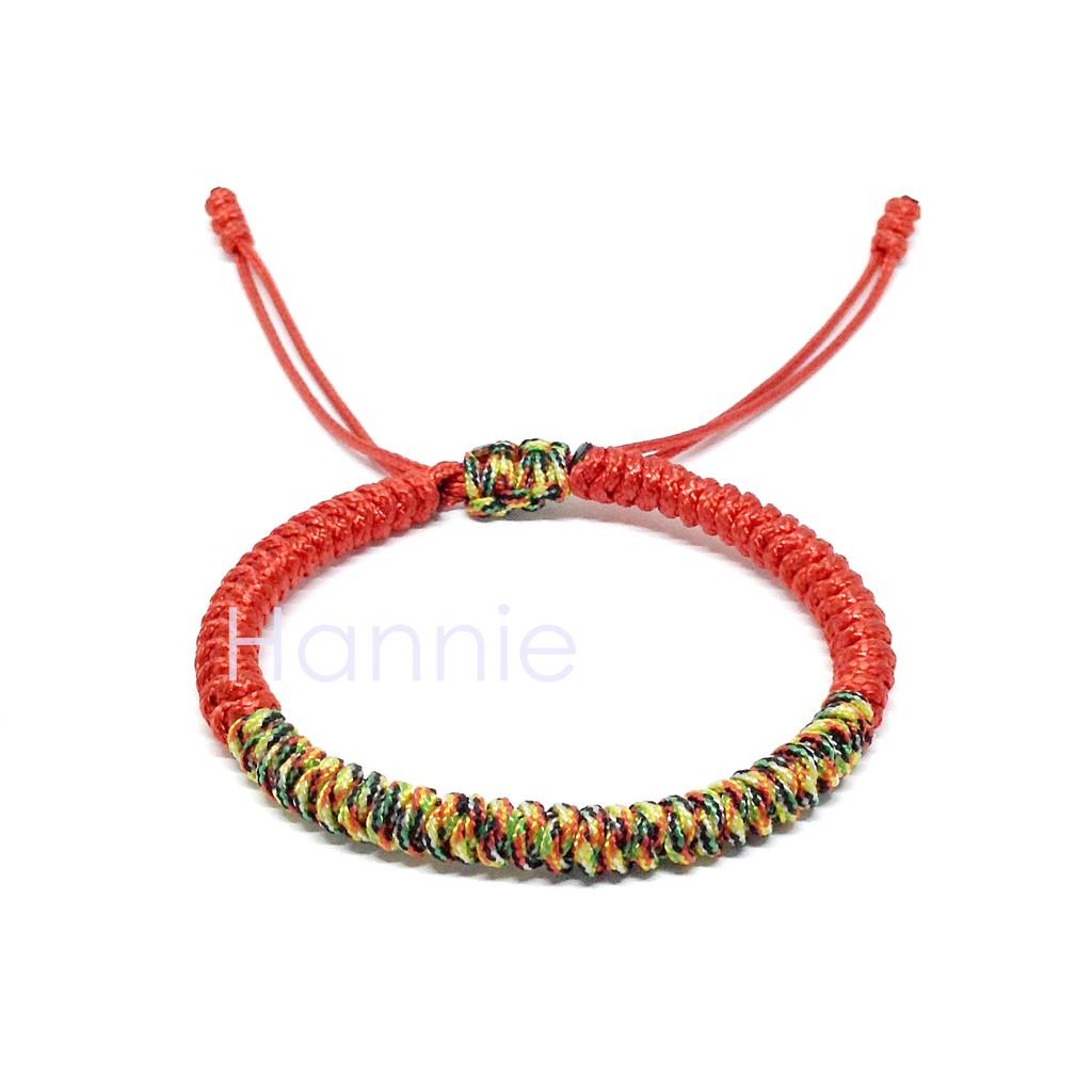 Vòng tay chỉ đỏ ngũ sắc dây rút - Vòng đeo tay nam nữ handmade đơn giản