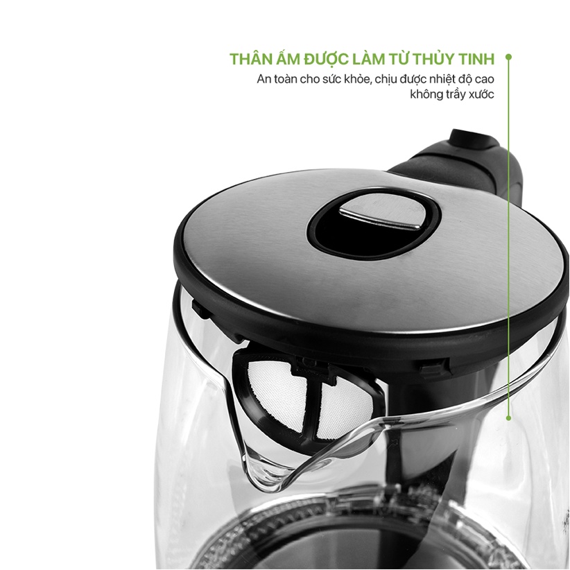Ấm đun nước thủy tinh siêu tốc 1.7 Lít Smartcook  ICS-3859 - Hàng chính hãng