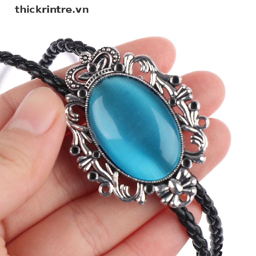 Dây chuyền cao bồi bolo mặt oval kiểu thắt cà vạt phong cách phương Tây thời trang