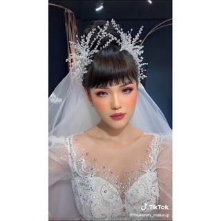 Cài tóc hạt n pha lê trắng cô dâu