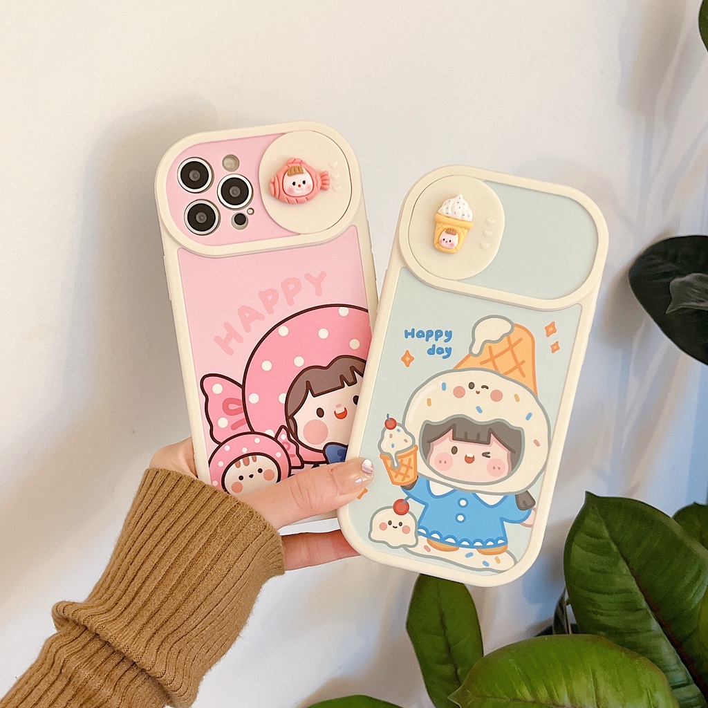Ốp Điện Thoại Mềm Trong Suốt Chống Sốc Có Nắp Trượt Bảo Vệ Camera Cho Iphone 11 12 13 14 Plus Pro Max XS Max XR Pro Max X 7 8 Plus