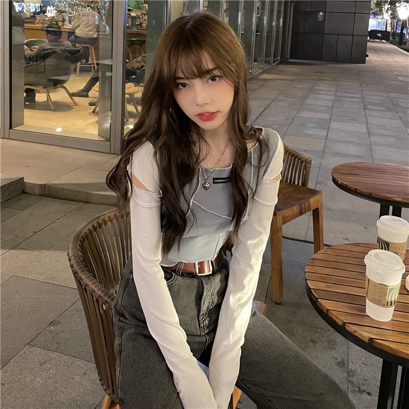 Áo Thun Lửng Tay Dài Chống Nắng Thoáng Khí Phong Cách Hong Kong Cho Nữ