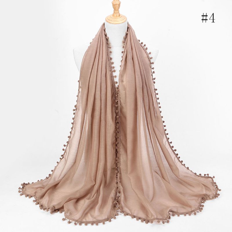 Khăn Choàng Cổ Bằng Vải Lanh Cotton Màu Trơn Tua Rua Kích Thước 180x80cm Dành Cho Nữ