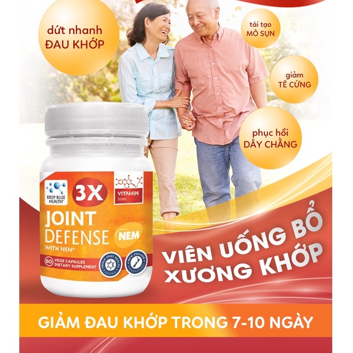 [Hỏa tốc] Bổ Sung NEM® Bổ Xương Khớp Deep Blue Health 3x Joint Defense with NEM 60v