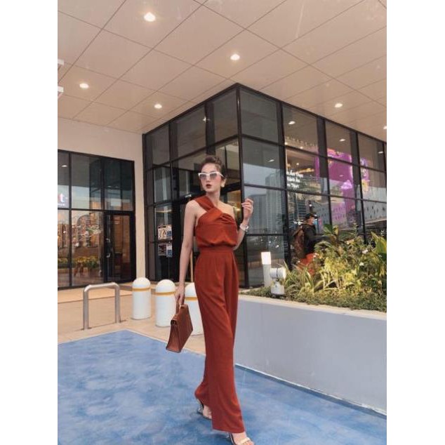 SHOP DẠ HỘI  Jumpsuit dài thiết kế lệch vai cao cấp tặng hoa tai thời trang cute