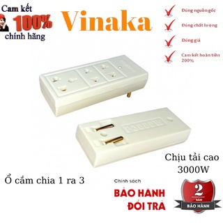 Ổ cắm điện 1 chia 3, ổ cắm nối 3 cửa VINAKA D3T chất liệu nhựa ABS, chân lõi đồng dẫn điện cực tốt