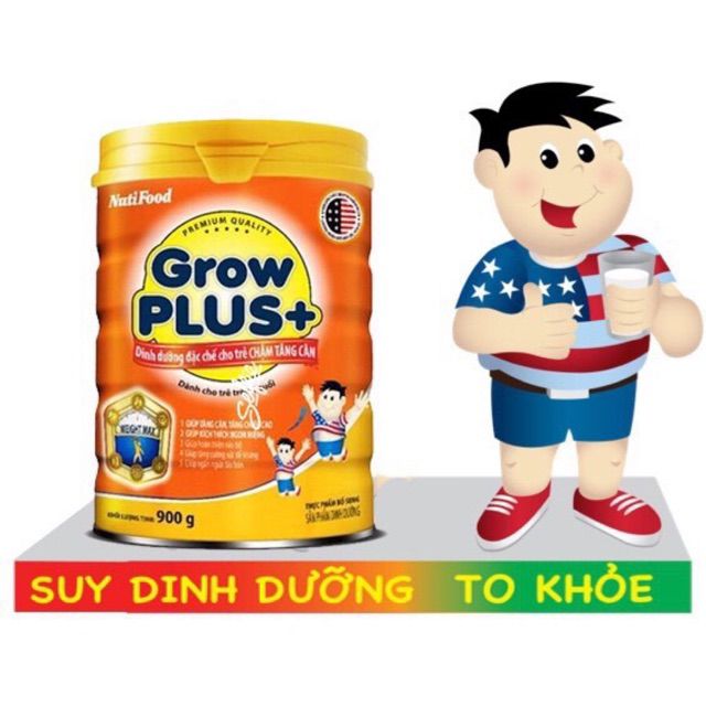 Sữa Grow Plus+ Cam _ dành cho trẻ chậm tăng cân _ lon 900gam