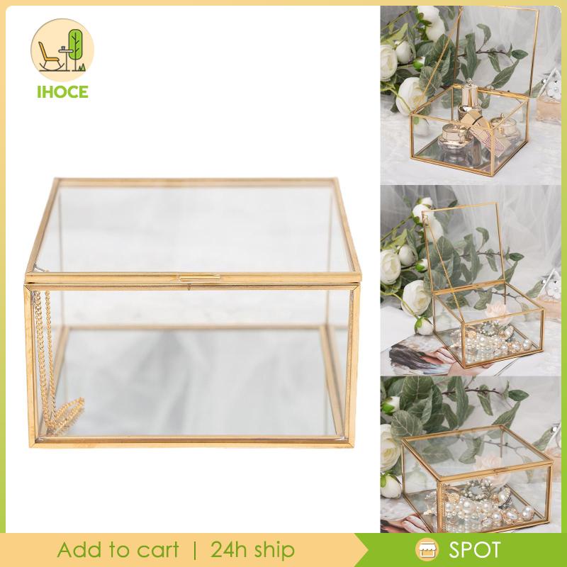 Hộp Đựng Trang Sức Hình Vuông Bằng Thủy Tinh Trong Suốt