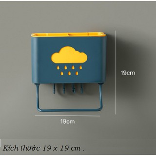 Ống đũa treo tường đám mây kèm móc treo tiện dụng. hộp muỗng đũa mây mưa gd325-maymua