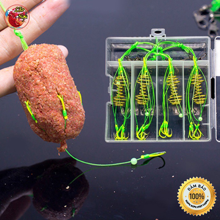 Hộp 4 lưỡi câu cá, lưỡi lăng xê (lancer) xanh chất lượng đủ kích thước do Lão Ngư Phân Phối Chính Hãng