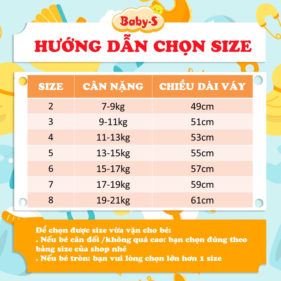Váy cho bé gái, Đầm cho bé gái 7-21kg chất đũi mềm dáng xòe tay phồng xinh xắn Baby-S – SD087