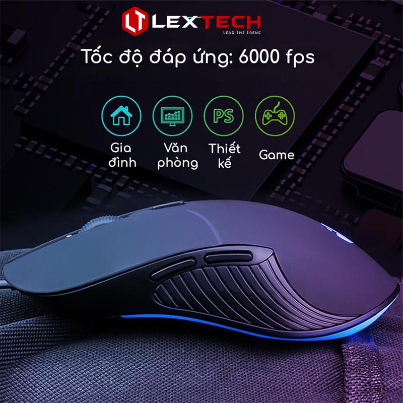 Chuột máy tính gaming chống ồn silent LexTech CPB1P 4000 DPI chuột có dây cho laptop pc