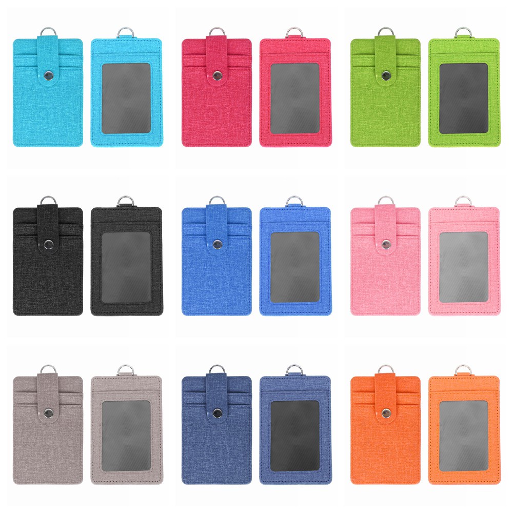 Bao đựng thẻ tên/ bảng tên bằng da có nhiều màu thời trang có dây đeo có thể thu gọn