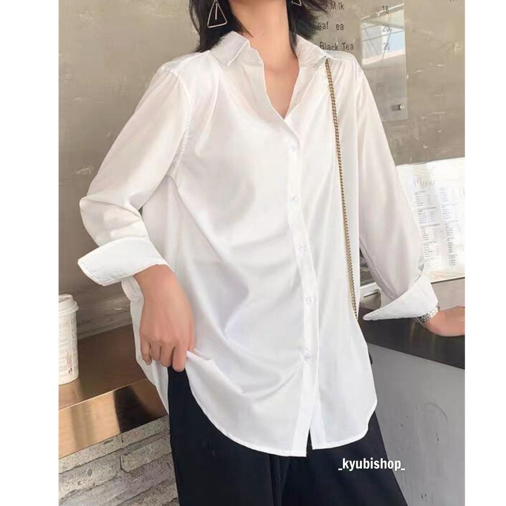 Áo Sơ Mi Trắng Đen Trơn Form Rộng Nam Nữ Unisex - Áo SOMI Ulzzang đi học sinh KYUBI HS022 | BigBuy360 - bigbuy360.vn