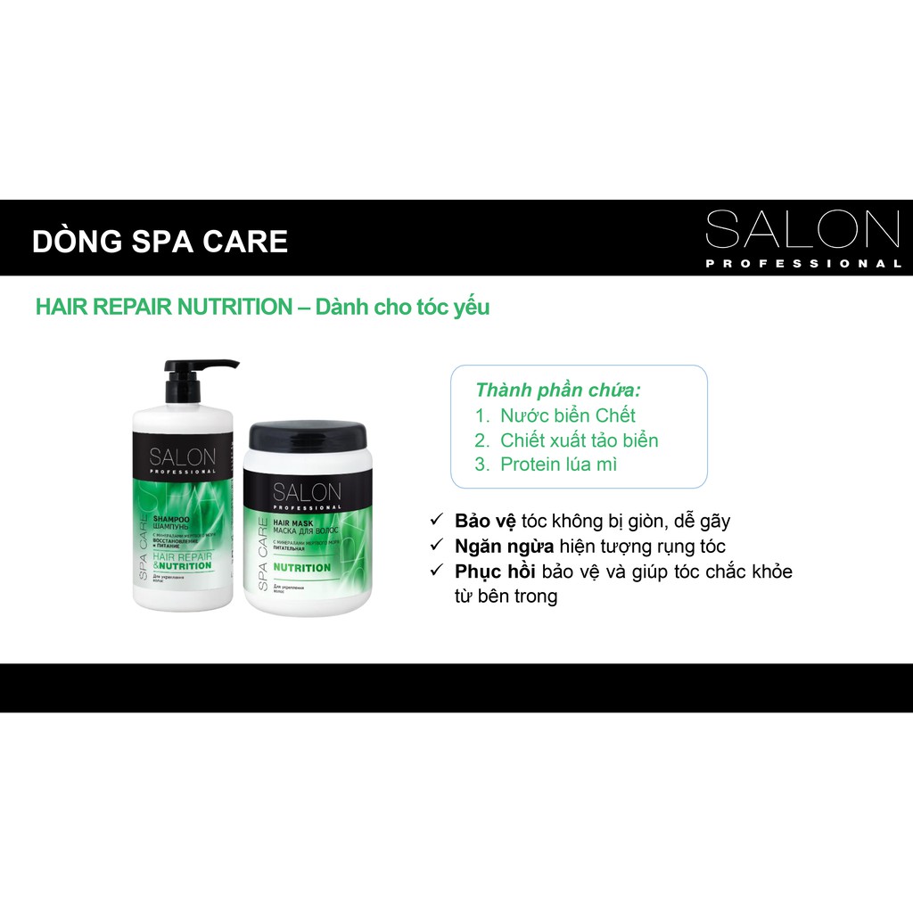 [Mã FMCGMALL giảm 8% đơn từ 250K] Dầu Gội SALON PROFESSIONAL Phục Hồi Và Nuôi Dưỡng Tóc 1000ml - TN074