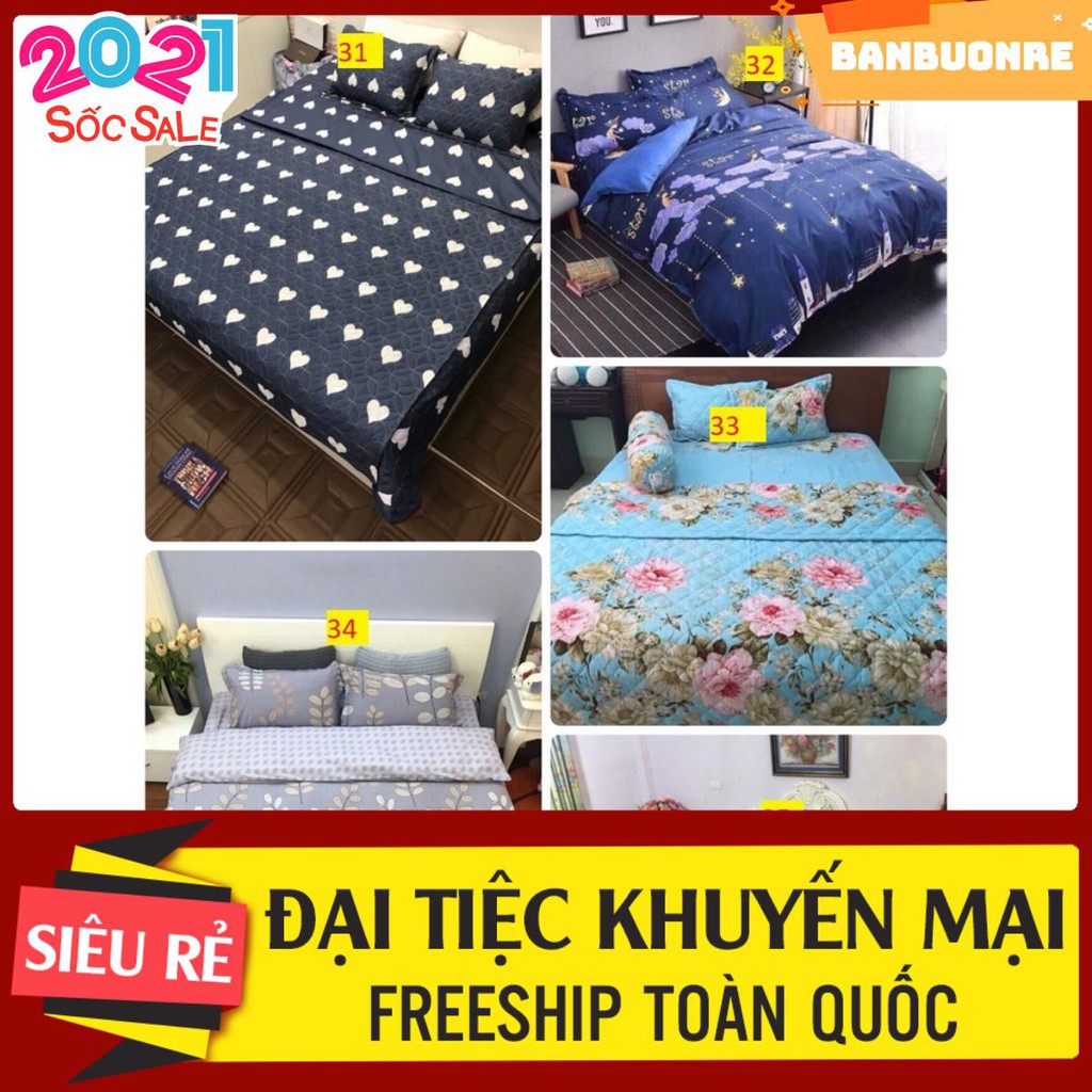 Bộ ga gối 3 món cotton poly giường 2M2 (được chọn mẫu ) | BigBuy360 - bigbuy360.vn