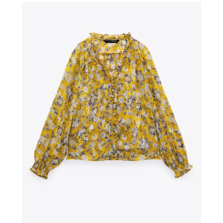 Zara Áo Sơ Mi Dáng Rộng In Hoa Thời Trang Mùa Xuân 8351238Áo blouse